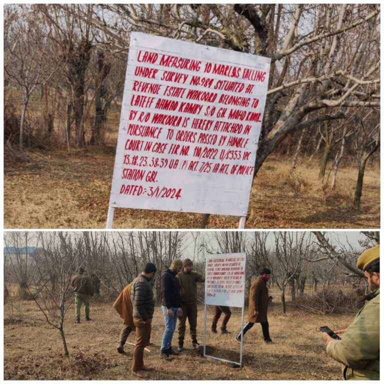 Police attaches immovable property- orchard land, of accused involved in terror related Act in Ganderbal