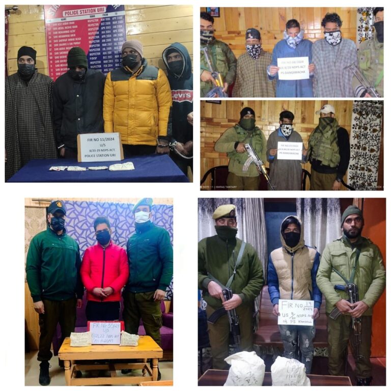 Police arrests 11 drug peddlers across Kashmir valley