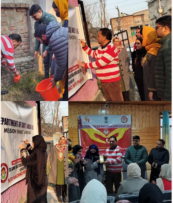 National Girl Child Day 2024 celebrated at Shopian SHOPIAN, JANUARY 25: The District Administration, Shopian today marked the celebration of National Girl Child Day 2024 with a series of vibrant initiatives. A grand event was held at the office of Heemal Complex Old DC office Shopian, organised by Mission Shakti, DHEW Shopian. Additional District Development Commissioner (ADDC) Shopian, Dr. Nasir Ahmad Lone graced the occasion as the chief guest. DSWO Shopian, Ibrar Mirza and TSWO Shopian, Farhana Tak besides a large gathering of girl/women folk also attended the event. Speaking at the event, the ADDC emphasized the crucial role girls play in building a progressive and equitable society. He lauded the tireless efforts of the "Beti Bachao Beti Padhao" (BBBP) initiative in nurturing the aspirations of girls and ensuring their holistic development. Awareness speeches were delivered by girl students from various educational institutions, who also spoke passionately about their dreams, challenges, and aspirations. On the occasion, 10 sewing machines were distributed among the beneficiaries. A signature campaign was also part of the diverse activities organised during the day. Later, a panel discussion was also held featuring eminent women achievers who shared their personal journeys, success stories and offered valuable insights for young girls. Among others, members from DHEW and OSC were also present on the occasion.