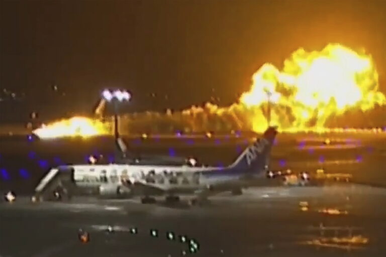 Japan Airlines jet bursts into flames after collision with earthquake relief plane at Tokyo Haneda airport