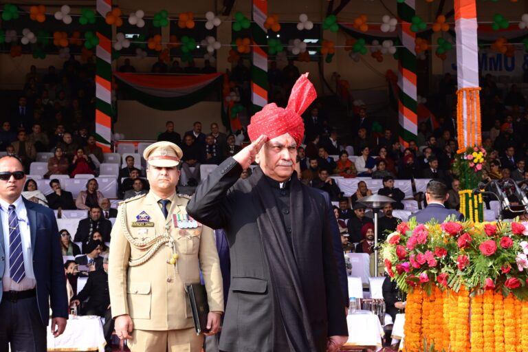 Republic Day Celebrations-2024 Lt Governor Manoj Sinha unfurls National Flag at Republic Day function