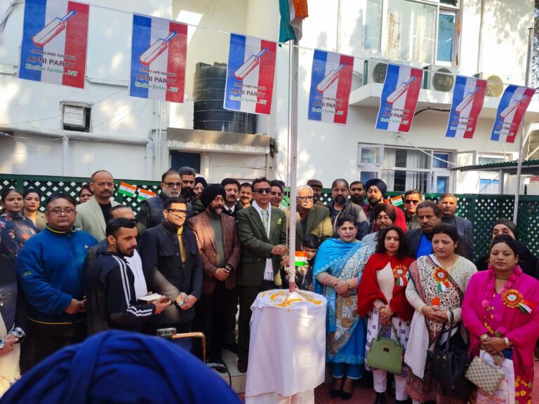 Ch Zulfkar Ali hoists national flag at Apni Party office in Gandhi Nagar   Manjit Singh unfurls tricolour at Vijaypur, celebrations take place across Jammu Region