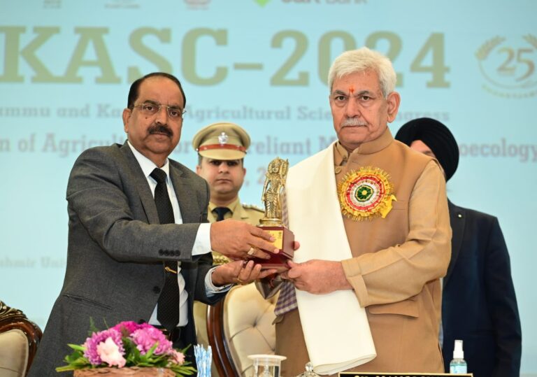 LG Manoj Sinha addresses inaugural session of 6th J&K Agricultural Science Congress at SKUAST Jammu